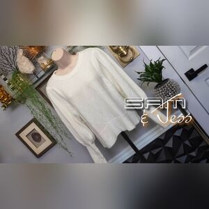 Sam & Jess Ivory White Lantern Sleeve Sweater SM-MD